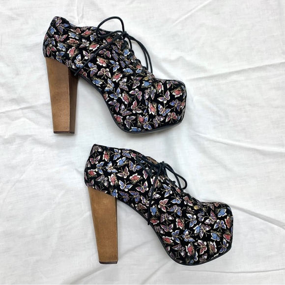Jeffrey Campbell butterfly patterned Lita chunky leather platform booties 8.5 - Picture 2 of 12